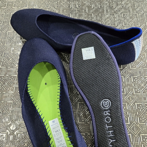 🐢 ROTHY'S The Square Toe Flats in Navy NWOT Size W8.5 - Picture 11 of 12